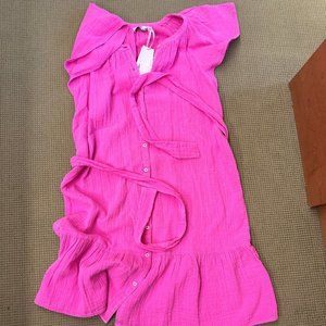 NWT | Vineyard Vines Seastitch Double Gauze Flutter-Sleeve Shirt Dress | Size M